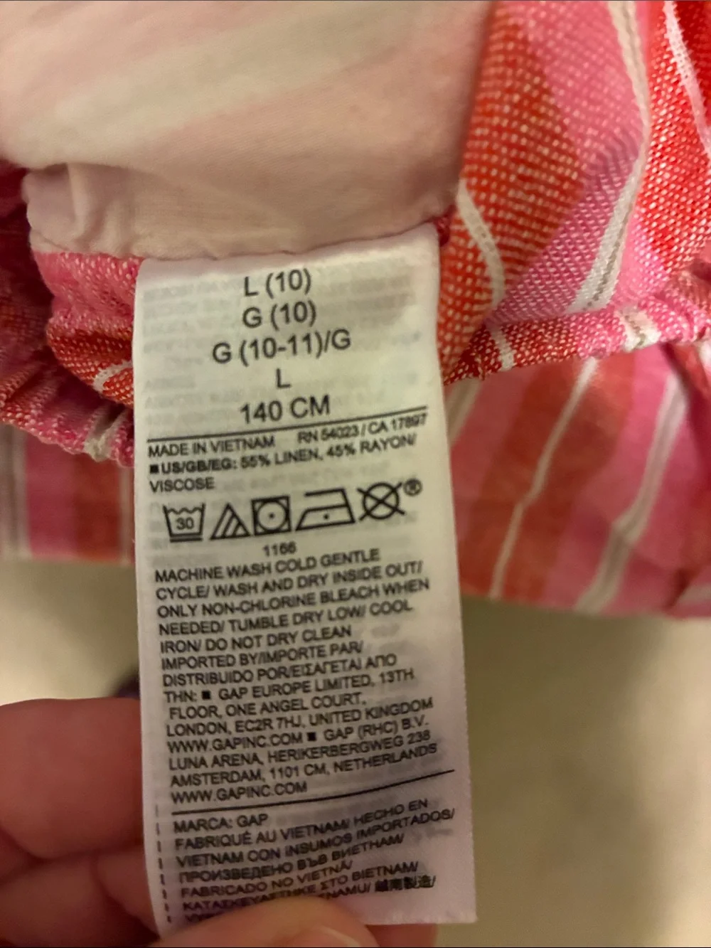GAP Coral and White Striped Kids Pants